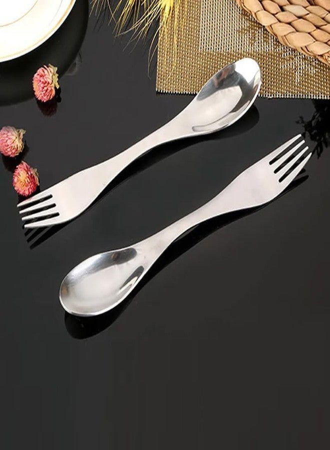 Relatable 2 in 1 Fork and Spoon Combo 2-Pack Stainless Steel Camping Utensil, Spork for Backpacking, Hiking, Outdoors (2) - Image 4